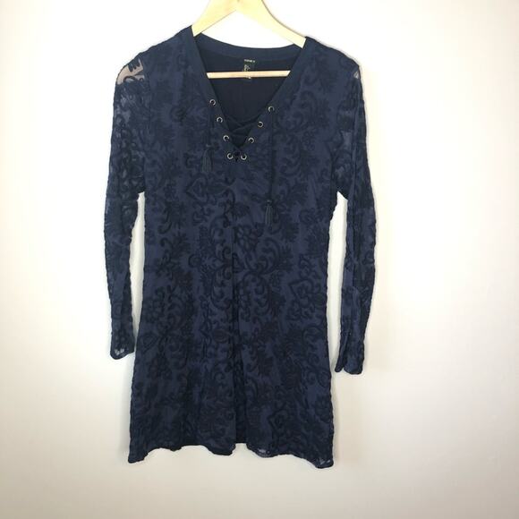 Forever 21 women's size large navy long sleeved dress preloved condition - Picture 7 of 7
